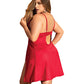 Stretch Babydoll w/Lace & G-String Red 2X/3X