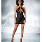 Shadow Stripe Halter Underwire Babydoll & G-String Black LG