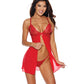 Mesh & Lace Tie Front Babydoll w/G-S